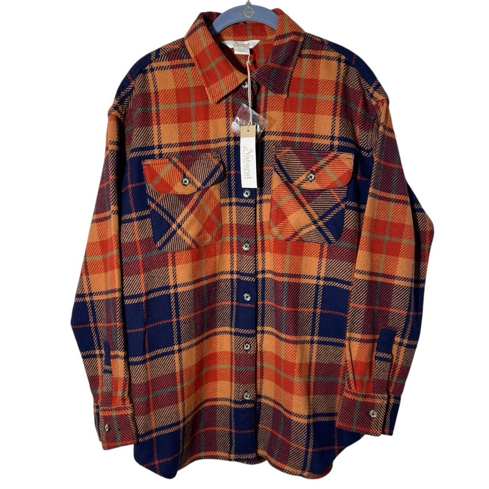 Natural Reflections Fireside Flannel Button-Down Long-Sleeve Shacket Shirt